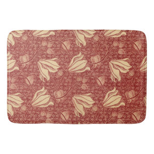 Alfombrilla De Baño Morris Inspirado Lily Flor Tejido Rojo Botánico
