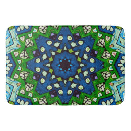 Alfombrilla De Baño Mosaic Blue Green Hippie Boho Mandala