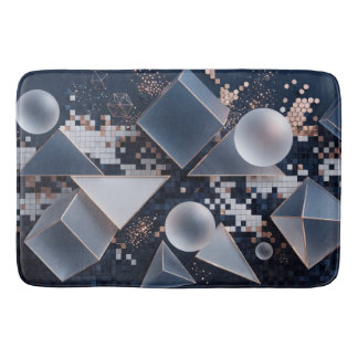 Alfombrilla De Baño Mosaico abstracto futurista de Navidad en 3D