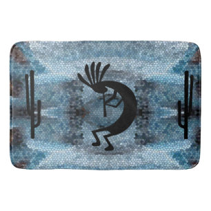 Alfombrilla De Baño Mosaico azul del desierto del suroeste de Kokopell