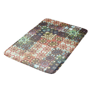 Alfombrilla De Baño Mosaico caleidoscopio opaco de color vintage