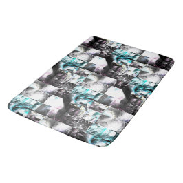 Alfombrilla De Baño Mosaico cuadrado de texturas desordenadas en plata