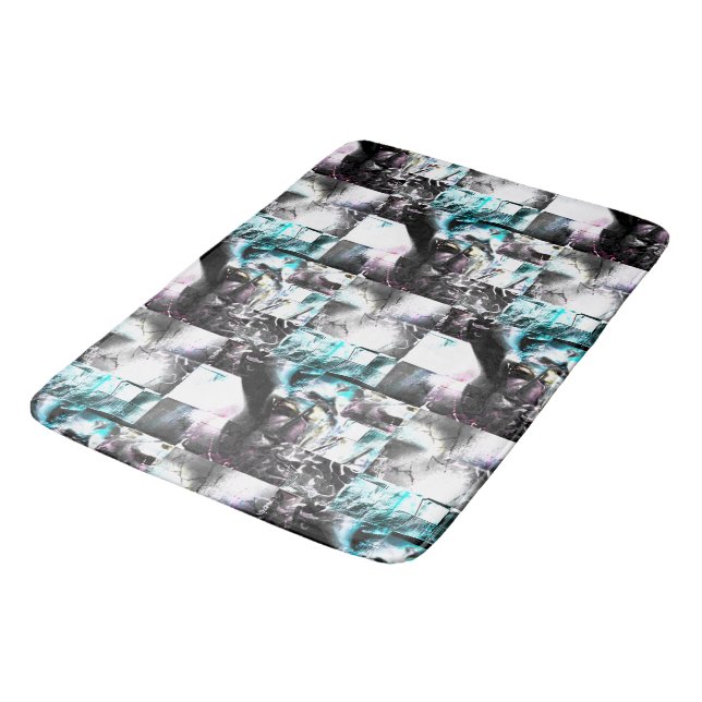 Alfombrilla De Baño Mosaico cuadrado de texturas desordenadas en plata (Angular)