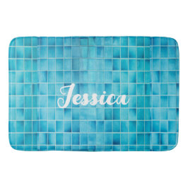 Alfombrilla De Baño mosaico de azulejos de vidrio azul