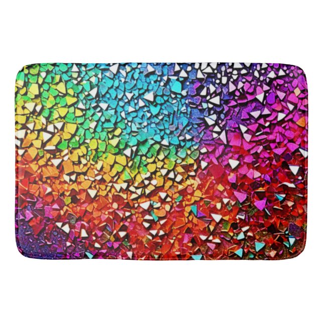 Alfombrilla De Baño Mosaico de fragmentos de arcoiris (Anverso)