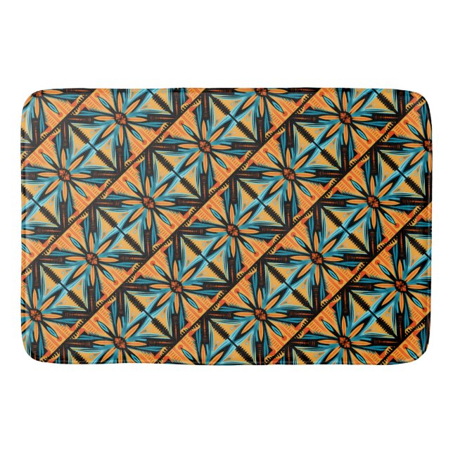 Alfombrilla De Baño Mosaico decorativo Naranja amarillo azul (Anverso)