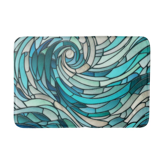 Alfombrilla De Baño Mosaico espiral de olas oceánicas (Anverso)