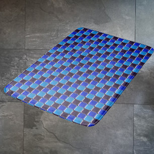 Alfombrilla De Baño Mosaico moderno en negro, azul real y azul claro