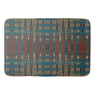 Alfombrilla De Baño Mosaico Verde azulado del suroeste de Rust Brown Z