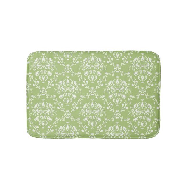 Alfombrilla De Baño Moss Green Damask (Anverso)