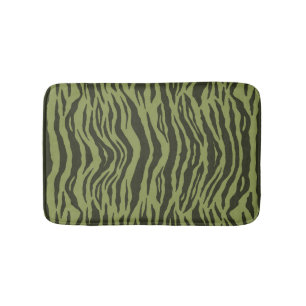 Alfombrilla De Baño Moss Green Glamorous Tiger Stripes Animal Print