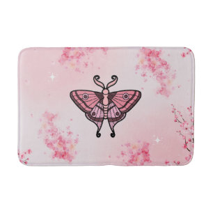 Alfombrilla De Baño Moth rosa, colirio Sakura, fondo Sakura
