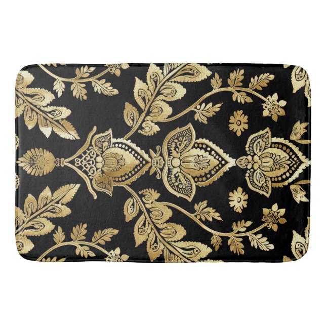 Alfombrilla De Baño Motif negro y oro (Anverso)
