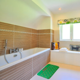 Alfombrilla De Baño Motivo de flores silvestres amapola de baño verde