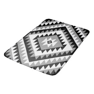 Alfombrilla De Baño Moto de diamante azteca diseño gris blanco negro