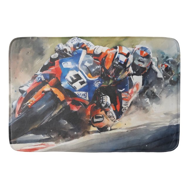 Alfombrilla De Baño Motocicletas, acción de acercamiento de alta veloc (Anverso)