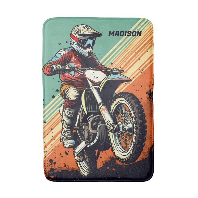 Alfombrilla De Baño Motocross de nombre personalizado (Frente vertical)