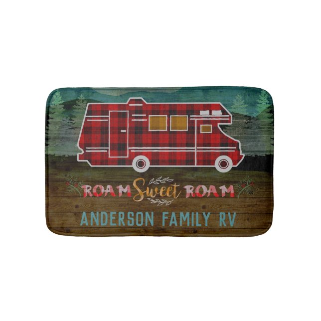 Alfombrilla De Baño Motorhome rv Camper Travel Van Rustic Personalized (Anverso)