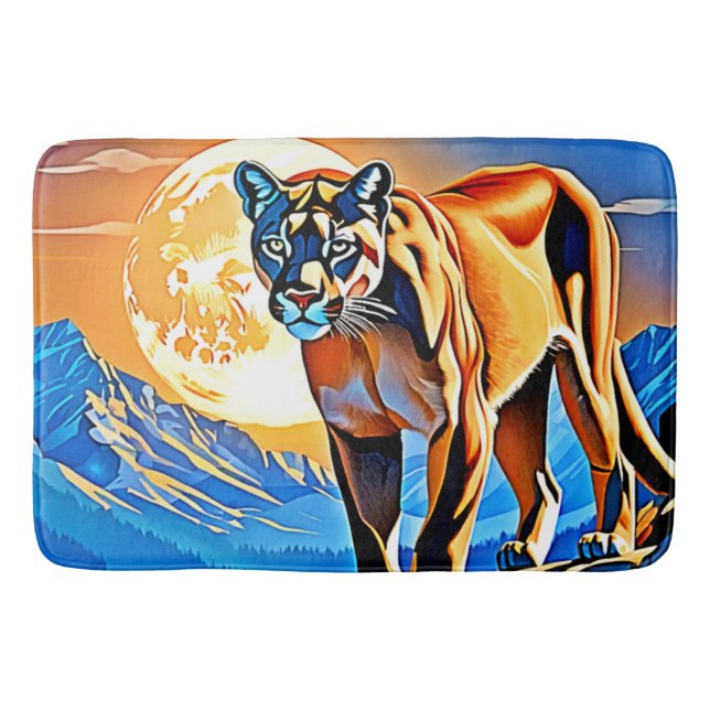 Alfombrilla De Baño Mountain Cougar: Sunset Majesty (Anverso)