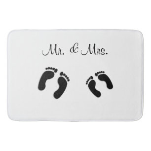 Alfombrilla De Baño Mr & Mrs Funny Foot Print White Bathroom Mat