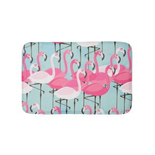 Alfombrilla De Baño Muchedumbre rosada y blanca de flamencos