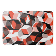 Muchos hexágonos con partes incoloras, sobre rojo 