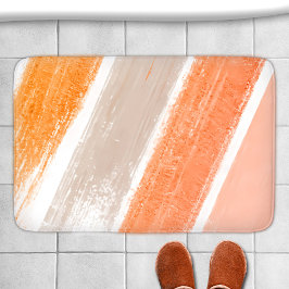 Alfombrilla De Baño Muestra de pintura a rayas naranja bronceado rosa