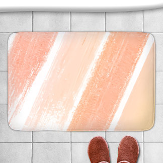 Alfombrilla De Baño Muestra de pintura a rayas rosa coral melocotón