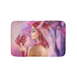 Alfombrilla De Baño Mujer de fantasía de Bath Mat reina y dragón rojo
