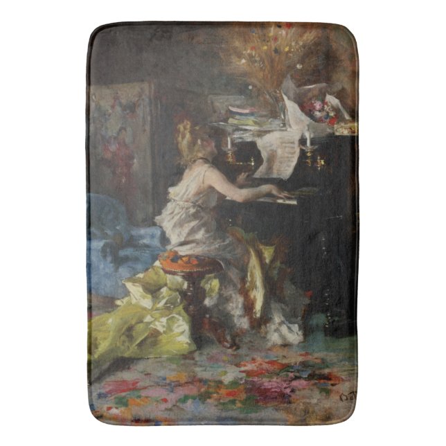 Alfombrilla De Baño Mujer elegante jugando al piano (Giovanni Boldini) (Frente vertical)