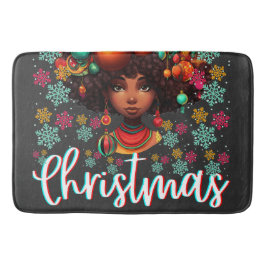 Alfombrilla De Baño Mujeres negras Navidades melanin sista Xmas Sistas