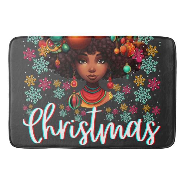 Alfombrilla De Baño Mujeres negras Navidades melanin sista Xmas Sistas (Anverso)