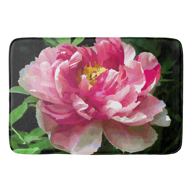 Alfombrilla De Baño Multa blanca rosada de la acuarela del Peony (Anverso)