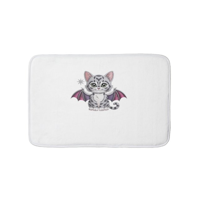 Alfombrilla De Baño murciélago de gato bordado camiseta clásica (Anverso)
