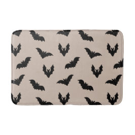 Alfombrilla De Baño Murciélagos Espeluznantes Negros Taupe Halloween V