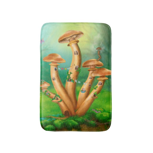 Alfombrilla De Baño Mushrooms miel agarics Bath Mat (Frente vertical)