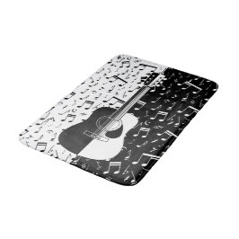 Alfombrilla De Baño Música contemporánea de guitarra en blanco y negro