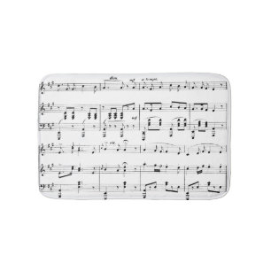 Alfombrilla De Baño Música de hojas blancas