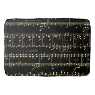 Alfombrilla De Baño Música dorada en negro