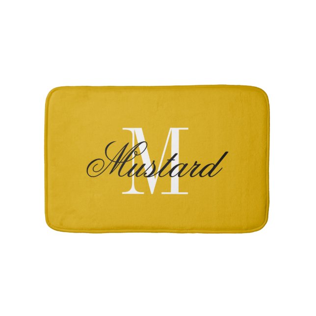 Alfombrilla De Baño Mustard yellow bath mat with elegant name monogram (Anverso)