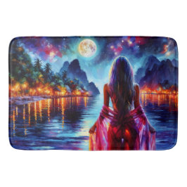 Alfombrilla De Baño Mystic woman under full moon reflections art