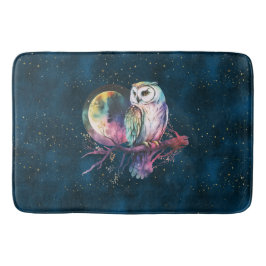 Alfombrilla De Baño Mystical Rainbow Owl y Full Moon Celestial