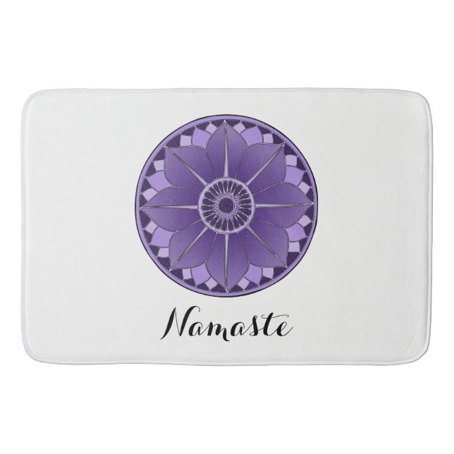 Alfombrilla De Baño NAMASTE Flor Púrpura Espíritu Lotus Mandala (Anverso)