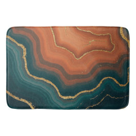 Alfombrilla De Baño Naranja azul e inspirado en el oro geode