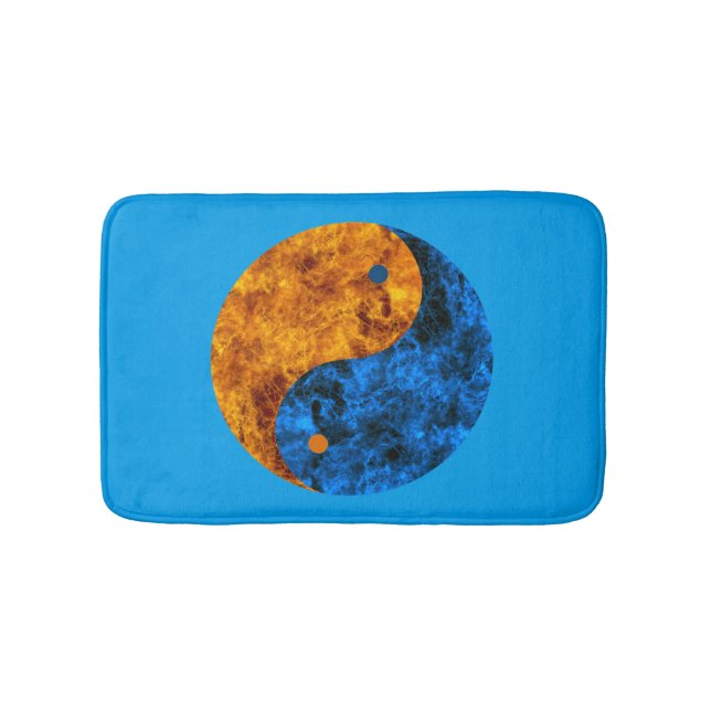 Alfombrilla De Baño Naranja azul fuego Yin Yang Bath Mat (Anverso)