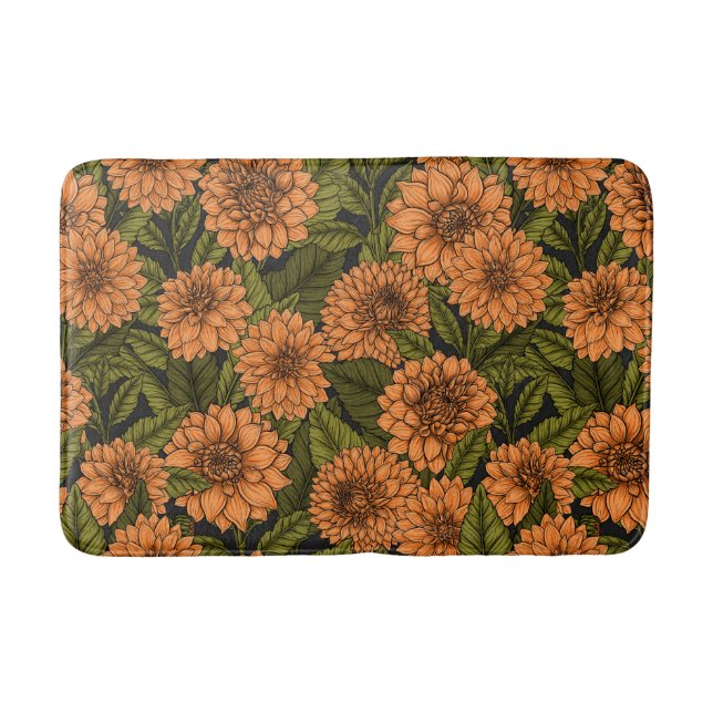 Alfombrilla De Baño Naranja Dahlia Garden (Anverso)