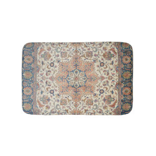 Alfombrilla De Baño Naranja de arena azul Persia Tabriz