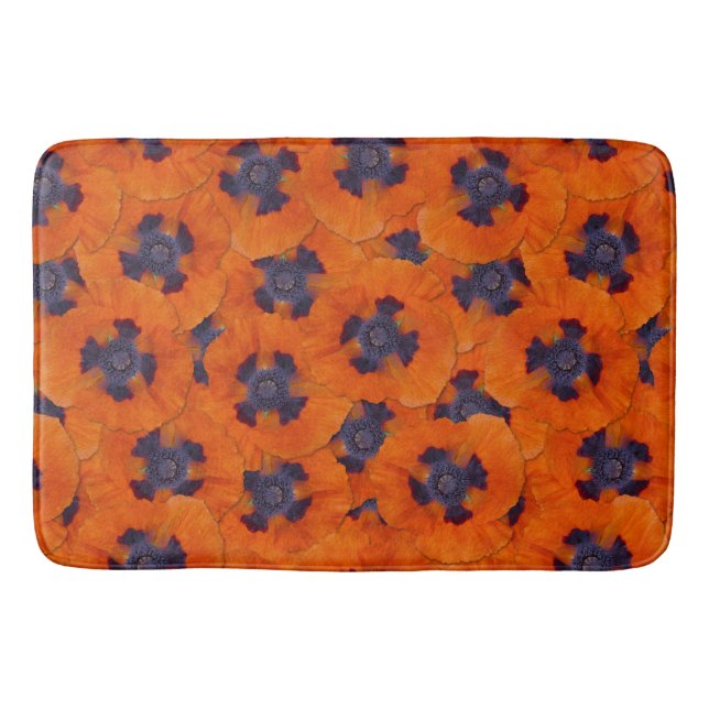 Alfombrilla De Baño Naranja de escarlata Poppy patrón sin soldadura (Anverso)