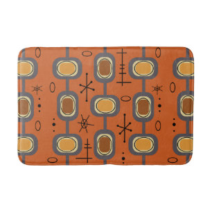 Alfombrilla De Baño Naranja de quemado de arte geométrico de la era de