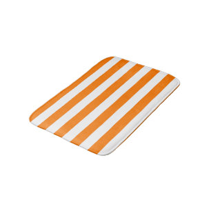 Alfombrilla De Baño Naranja de seguridad y franjas blancas